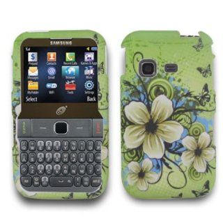 SOGA(TM) Green Hawaiian Flower Butterfly Yellow Rubberized Hard Cover Protector Case for Samsung S390G SGH S390G Tracfone, Straight Talk, Net 10 [SWF154]: Cell Phones & Accessories