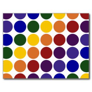 Rainbow Polka Dots on White Postcard