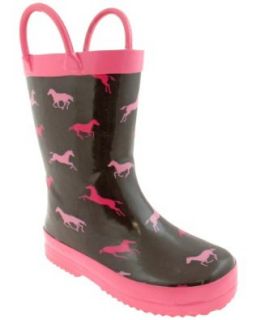 Capelli New York Shiny Yeehaw Printed Toddler Girls Casual Rain Boot Pink Combo 6/7: Shoes