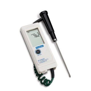 Hanna Instruments HI 935007N Waterproof Thermocouple Thermometer, with Direct K Type Probe,  50.0 to 199.9 degrees C; 200 to 1350 degrees C or 58.0 to 399.9 degrees F; 400 to 2462 degrees F, + or   2% F.S.: Science Lab Meters: Industrial & Scientific