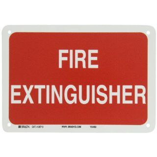 Brady 25713 7" Height, 10" Width, B 401 Plastic White On Red Color Fire Sign, Legend "Fire Extinguisher": Industrial Warning Signs: Industrial & Scientific
