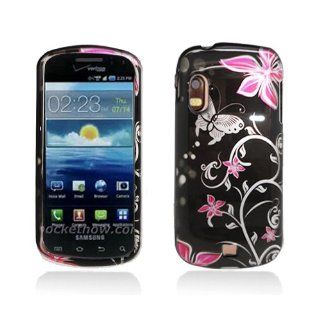 Black Pink Flower Butterfly Hard Cover Case for Samsung Galaxy S Stratosphere SCH i405: Cell Phones & Accessories
