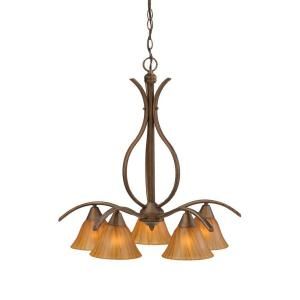 Filament Design Concord 5 Light 23.5 in. Bronze Chandelier with Tiger Glass Shade CLI TL5015129
