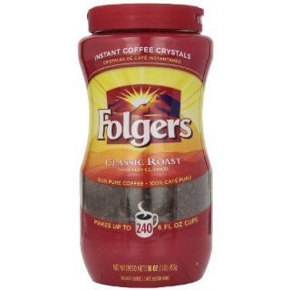 Folgers Instant Coffee Crystals, Classic Roast, 16 Ounce : Grocery & Gourmet Food