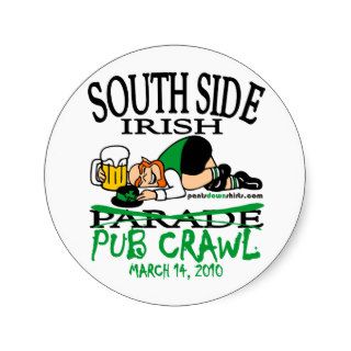 SOUTH SIDE IRISH PUB CRAWL ROUND STICKERS