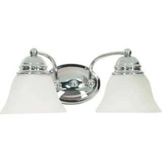 Glomar Empire 2 Light Polished Chrome Vanity with Alabaster Glass Bell Shades HD 337