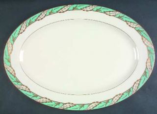 Lenox China Bellevue Sea Green 16 Oval Serving Platter, Fine China Dinnerware  