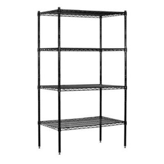 Salsbury Industries 9600S Series 36 in. W x 74 in. H x 18 in. D Industrial Grade Welded Wire Stationary Wire Shelving in Black 9638S BLK