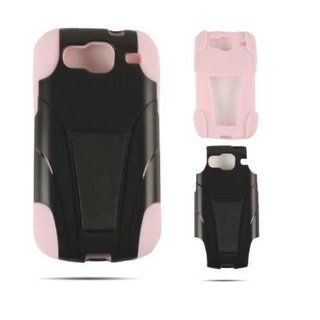 1 PIECE ACCESSORY CASE COVER FOR SAMSUNG SCH I425 JELLY CASE PINK SKIN BLACK SNAP WITH STAND: Cell Phones & Accessories