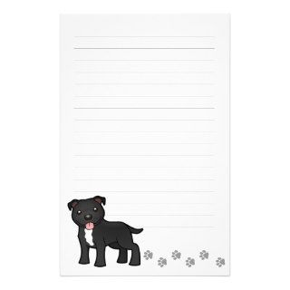 Cartoon Pit Bull / Staffie (black and white) Custom Stationery