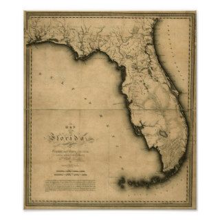1823 Map of Florida Poster