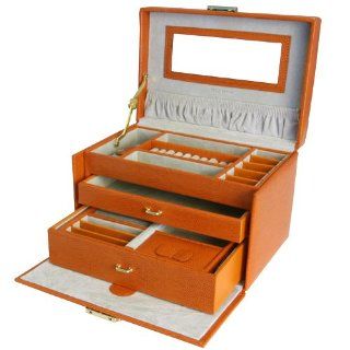 Paylak TS382OGE Orange Leather Large Lock Jewelry Box with Travel Case Tech Swiss: Watches