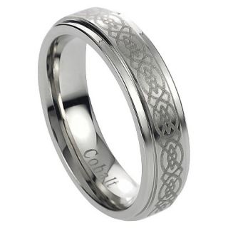 Daxx Mens Cobalt Engraved Celtic Design Band   Silver 11