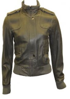 Baby Phat Leather Bomber Jacket Gray M at  Womens Clothing store: Faux Leather Outerwear Jackets