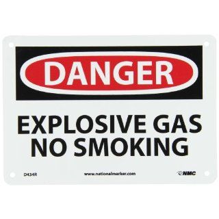NMC D434R OSHA Sign, Legend "DANGER   EXPLOSIVE GAS NO SMOKING", 10" Length x 7" Height, Rigid Plastic, Black/Red on White: Industrial & Scientific