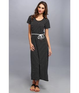 Ninety Thin Stripe Short Sleeve Maxi Kimono Womens Dress (Black)