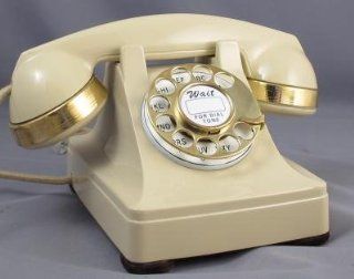 Western Electric Model 302 Telephone Custom Ivory and Brass   With Rotatone Converter : Corded Telephones : Electronics