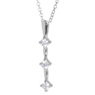 Sterling Silver Cubic Zirconia Drop Pendant   Silver/Clear (18)