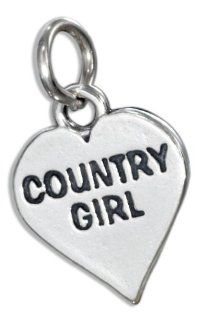 Sterling Silver "Country Girl" Heart Charm: Clasp Style Charms: Jewelry