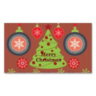 Modern Holiday Merry Christmas Tree Snowflakes Business Card Templates