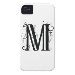 Black and White Floral Typeface  – Letter M iPhone 4 Cover