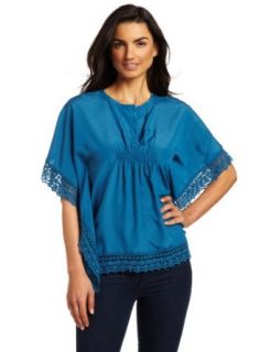 Cha Cha Vente Women's Button Front Batwing Tunic, Teal, X Large at  Womens Clothing store
