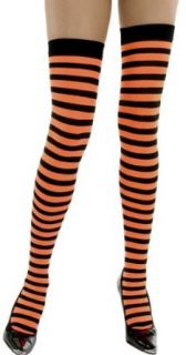 Orange & Black Striped Thigh High Stockings: Clothing