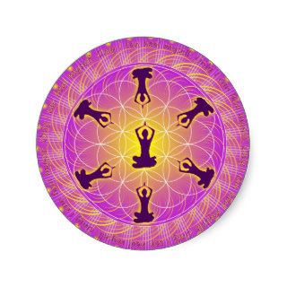 Yoga Mandala Flower of life Round Stickers