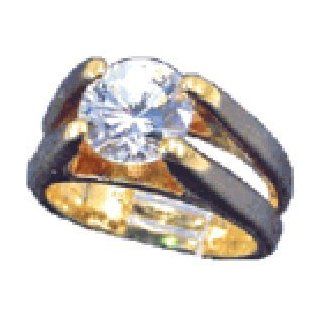 W 508 Ladies Solitaire Brilliant Round 2 Carat Stone Ring with Cubic Zirconia 14 Kt Gold Electroplate (Available In Sizes 4 to 10) Lifetime Guarantee: Jewelry
