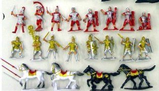 Roman SPQR Warriors Figure Playset (16 Warriors w/Shields, 4 Horses & Weapons) (Bagged) 1 32 BMC: Toys & Games