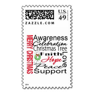 Merry Christmas Lung Cancer Ribbon Collage Stamps