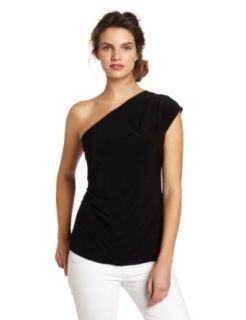 Vince Camuto Women's One Shoulder Top, Rich Black, X Small Dress Shirts