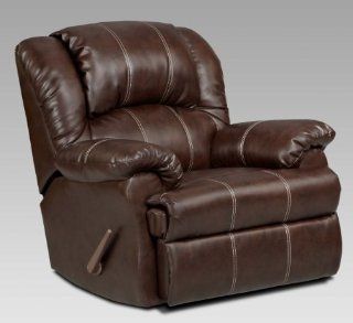 Roundhill Furniture Brandan Bonded Leather Dual Rocker Recliner Chair, Oversize, Brown  