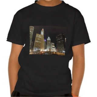Downtown Chicago at Night T Shirts