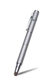 YooMee 3 in 1 Silver Fibermesh Capacitive Touchscreen Stylus with Laser Pointer and Ballpoint Pen (Silver): Cell Phones & Accessories