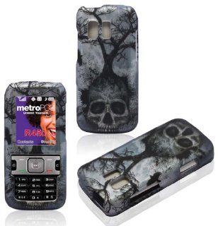 2D Tree Skull Samsung Straight Talk R451c, TracFone SCH R451c, Messenger R450 Cricket, MetroPCS Case Cover Hard Snap on Rubberized Touch Phone Cover Case Faceplates: Cell Phones & Accessories