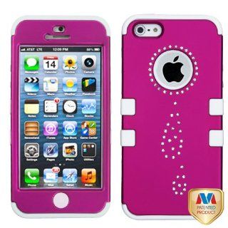 Apple iPhone 5 Hard Plastic Snap on Cover Diamond Water Drop Titanium Solid Hot Pink/Solid White TUFF Hybrid AT&T, Cricket, Sprint, Verizon Plus A Free LCD Screen Protector (does NOT fit Apple iPhone or iPhone 3G/3GS or iPhone 4/4S): Cell Phones & 