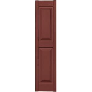 Builders Edge 12 in. x 51 in. Raised Panel Vinyl Exterior Shutters Pair in #027 Burgundy Red 030120051027