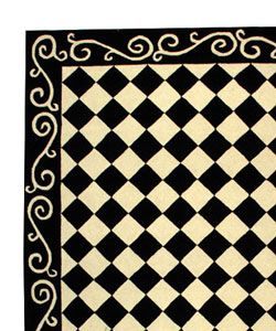 Hand hooked Diamond Black/ Ivory Wool Rug (8'9 x 11'9) Safavieh 7x9   10x14 Rugs