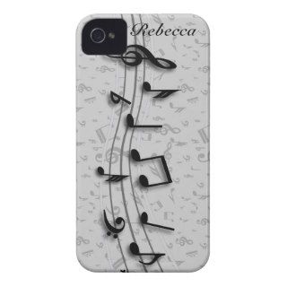 Personalized black and gray musical notes Case Mate iPhone 4 case