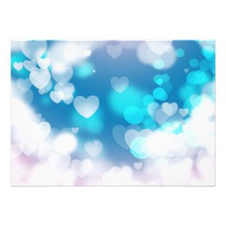 BLUE WHITE HEARTS LAYERS BOKEH DIGITAL WALLPAPER PERSONALIZED ANNOUNCEMENTS