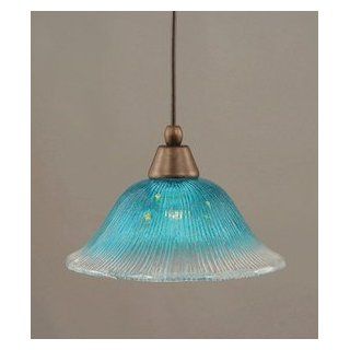 Toltec Lighting 22 BRZ 438 One Light Cord Mini Pendant, Bronze Finish with Teal Crystal Glass   Ceiling Pendant Fixtures  