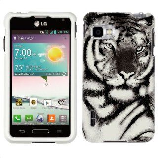 T Mobile LG Optimus F3 White Tiger Face Phone Case Cover Cell Phones & Accessories