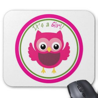 Pink Owl It's a Girl Mousepad