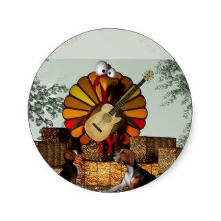 Turkey Acoustic Guitar Hay bale Thanksgiving Sticker