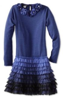 Kate Mack Girls 7 16 Moon Stripe Dress, Periwinkle, 7 Clothing