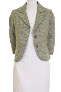 dmbm Tweed Woven Lined Two Button Blazer Jacket Green Large