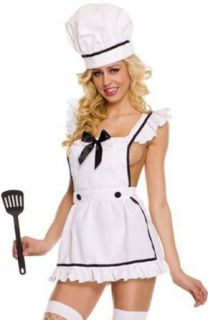 ToBeInStyle Women's Chef Apron Costume w/ Accessories   One Size   White: Adult Sized Costumes: Clothing
