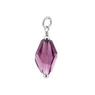 Sterling Silver Polygon Shaped Amethyst Crystal 9mm x 17mm Pendant Made with Swarovski Elements Jewelry