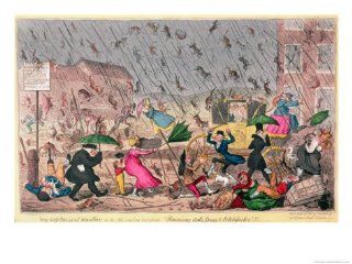 Very Unpleasant Weather, or the Old Saying Verified "Raining Cats, Dogs and Pitchforks!" Giclee Print Art (12 x 9 in) : Everything Else